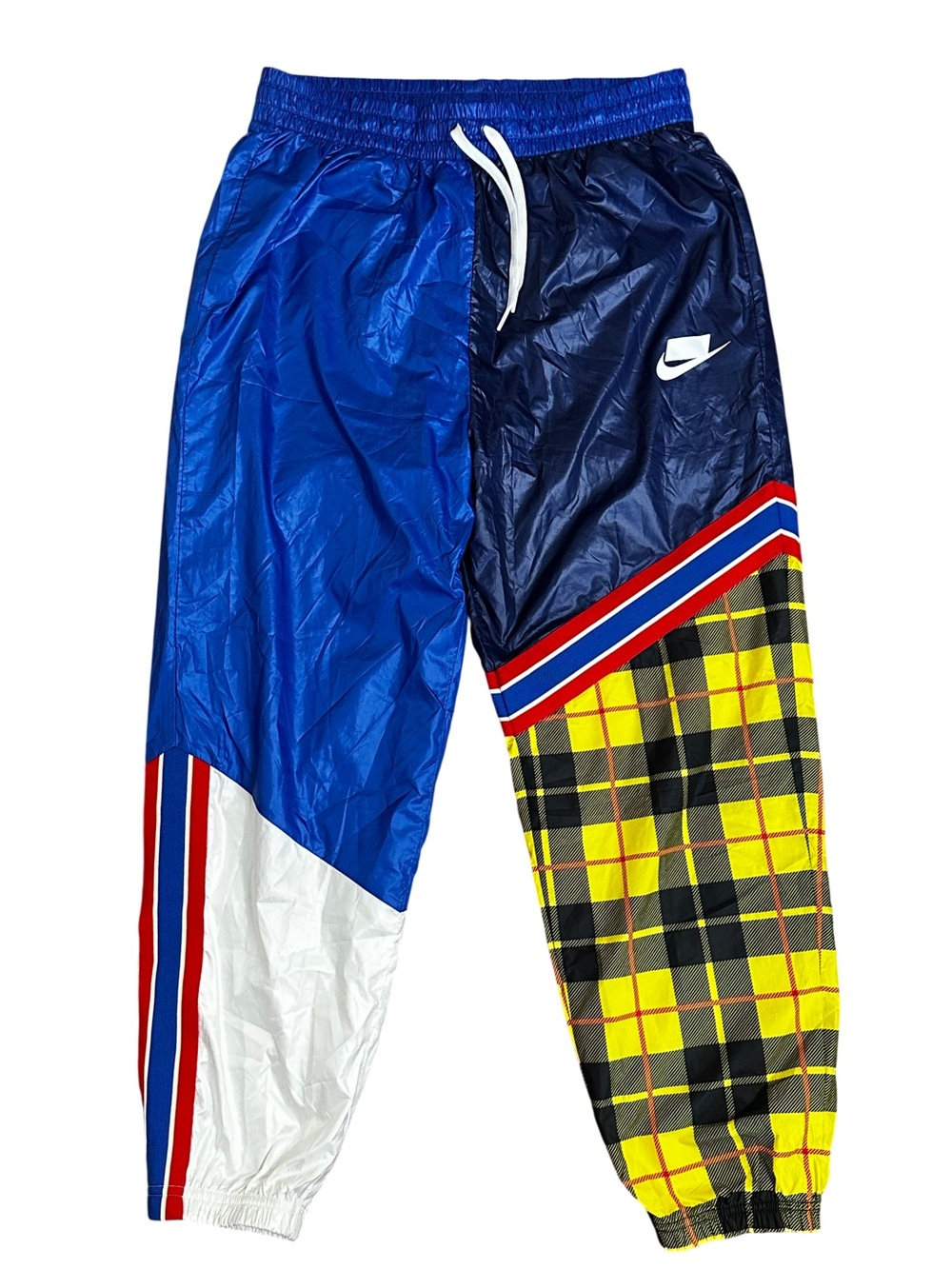 Nike Sportswear NSW Women’s Plaid Patchwork Track Pants Blue Size L